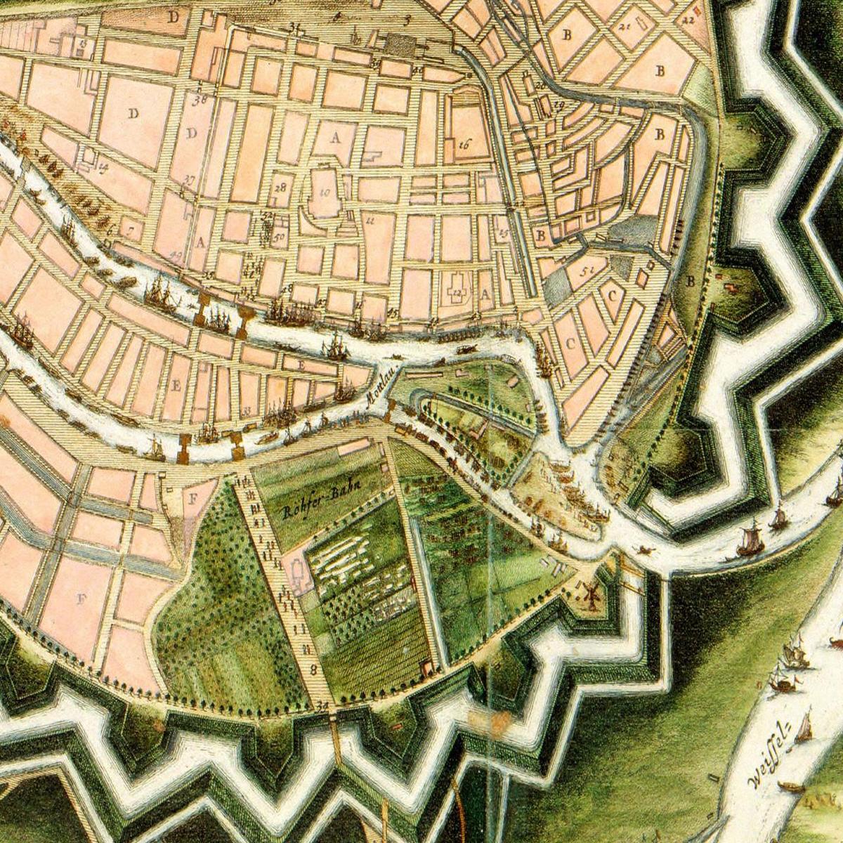Historische Stadtansicht Danzig um 1690
