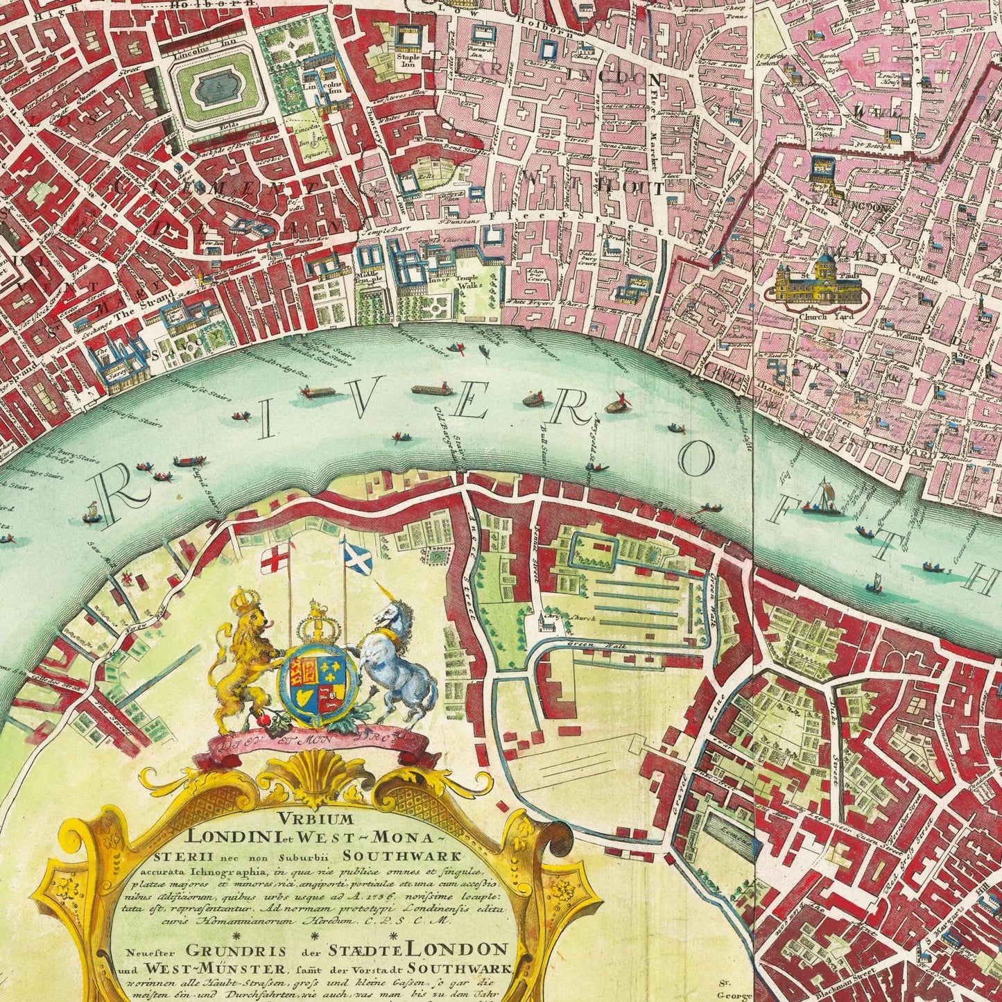 Historischer Stadtplan London um 1736