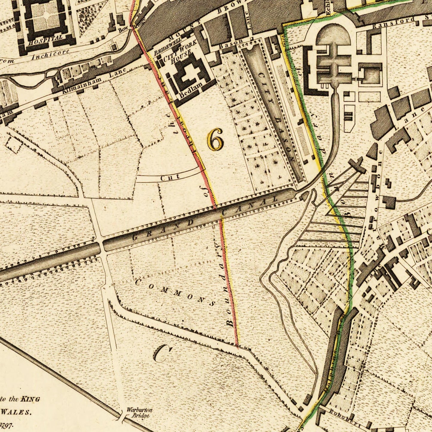 Historischer Stadtplan Dublin um 1797