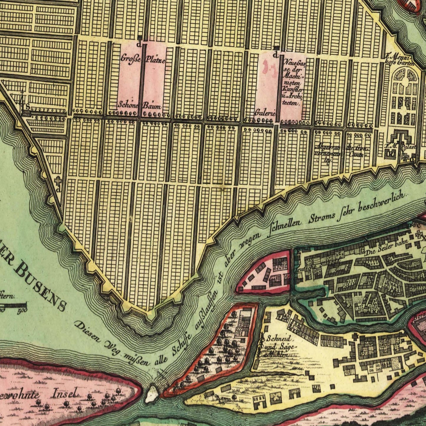 Historischer Stadtplan St. Petersburg um 1734