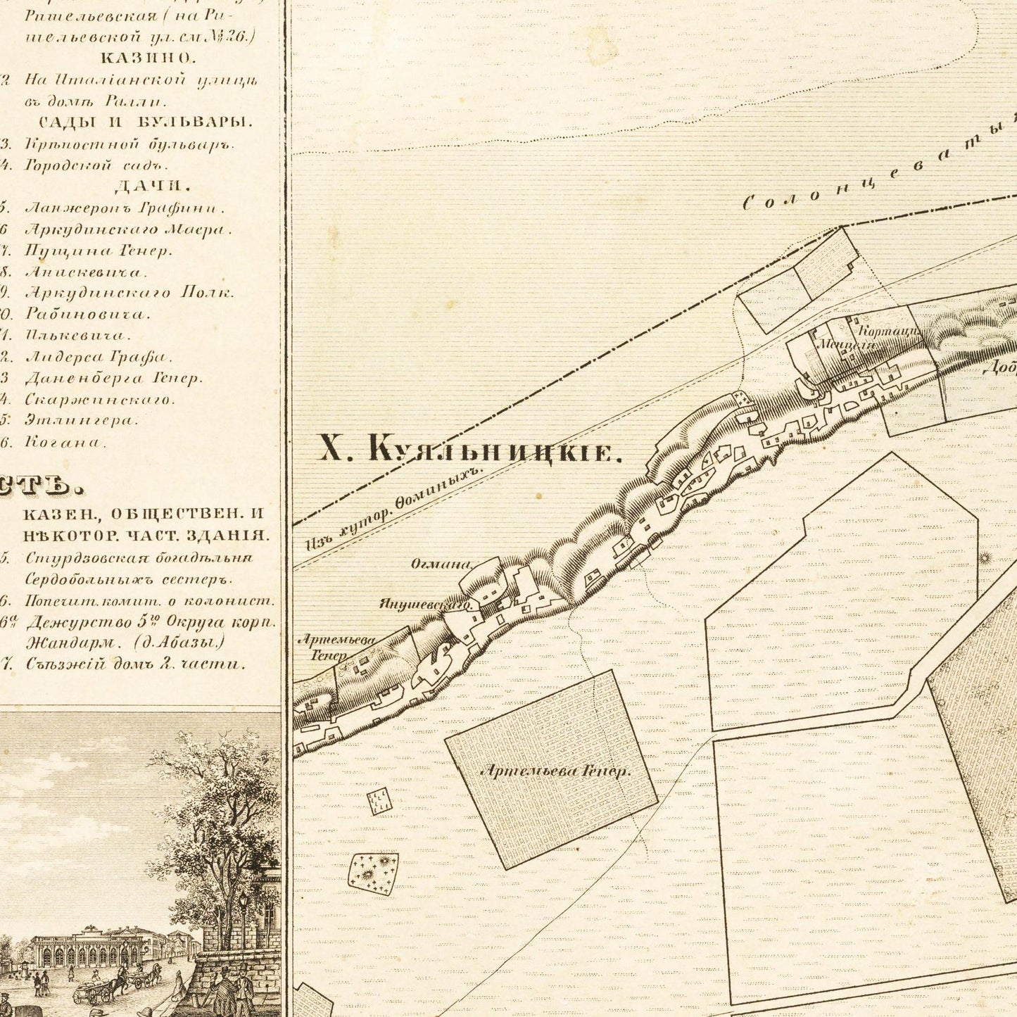 Historischer Stadtplan Odessa um 1864