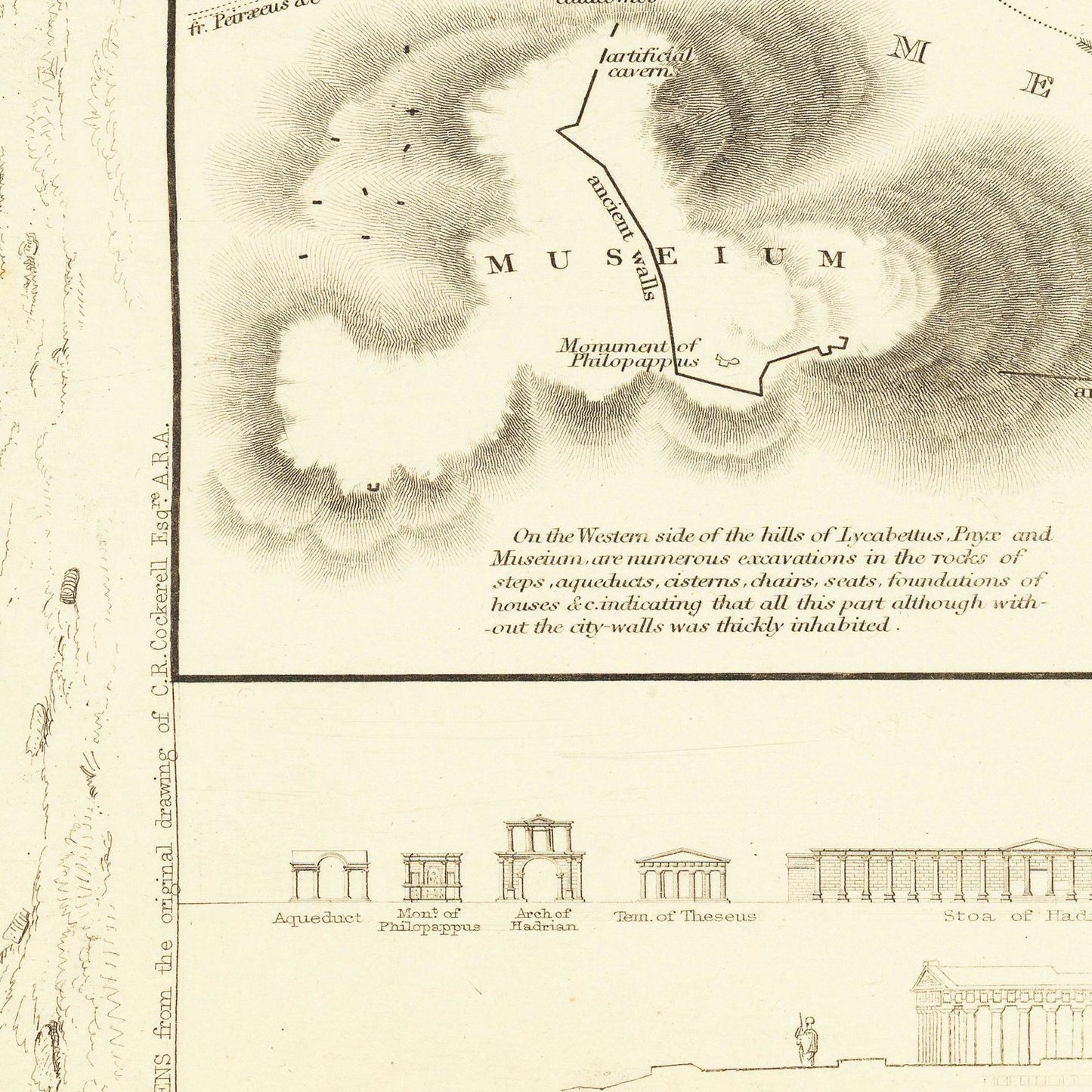 Historischer Stadtplan Athen um 1832