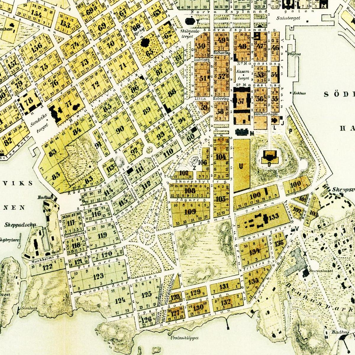 Historischer Stadtplan Helsinki um 1876