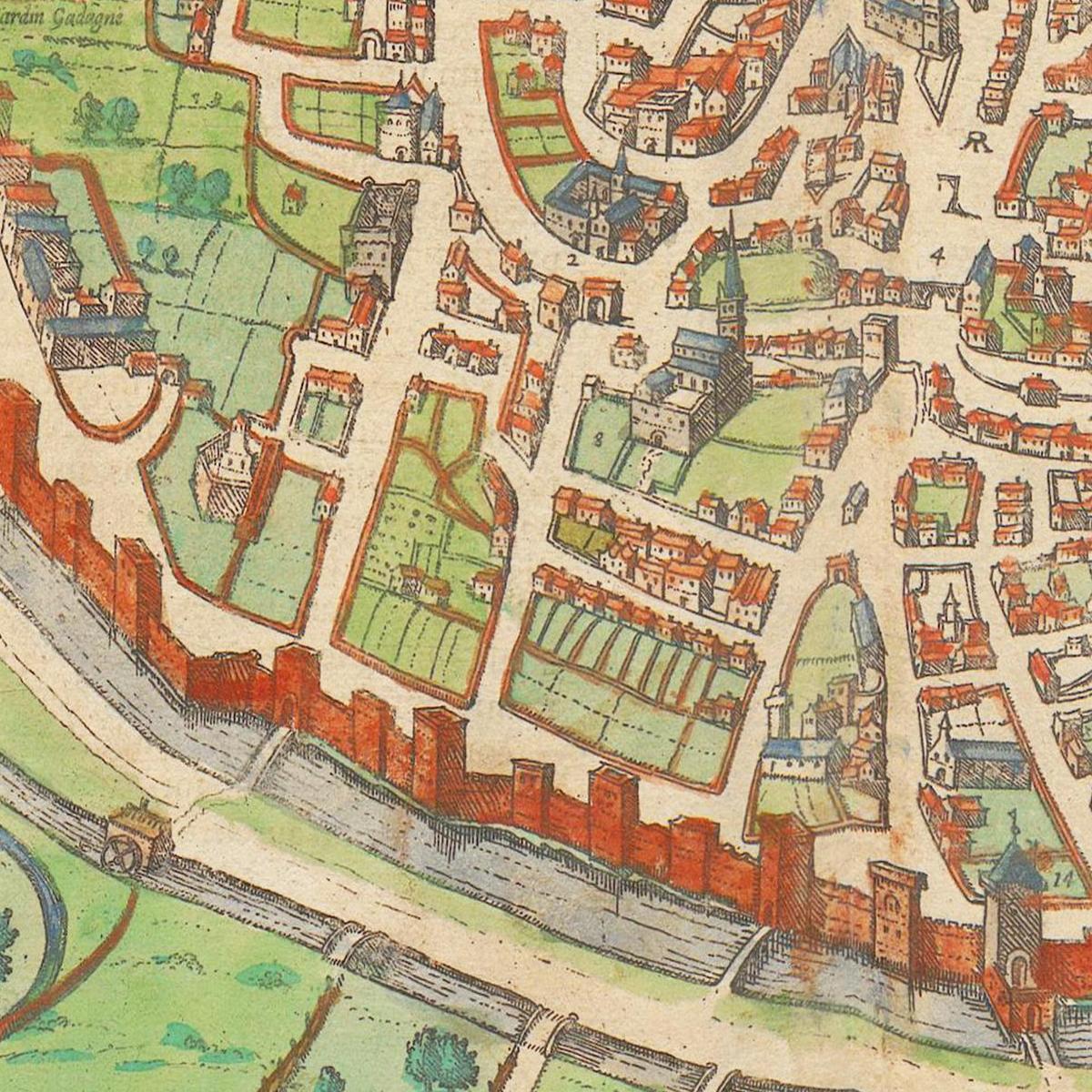 Historische Stadtansicht Avignon um 1609
