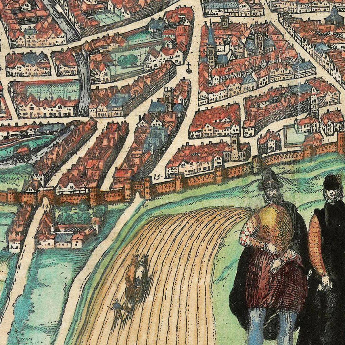 Historische Stadtansicht Norwich um 1609