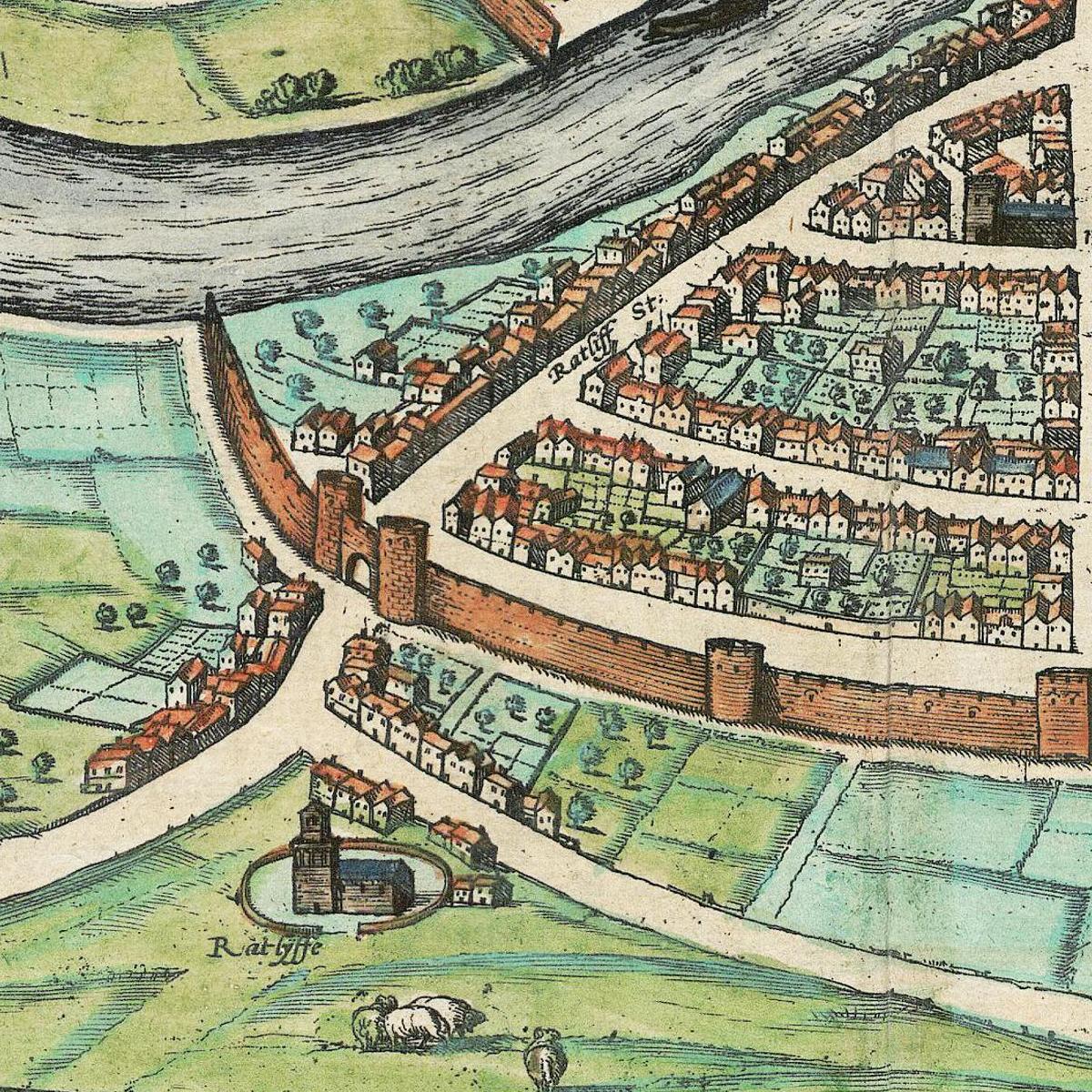 Historische Stadtansicht Bristol um 1609