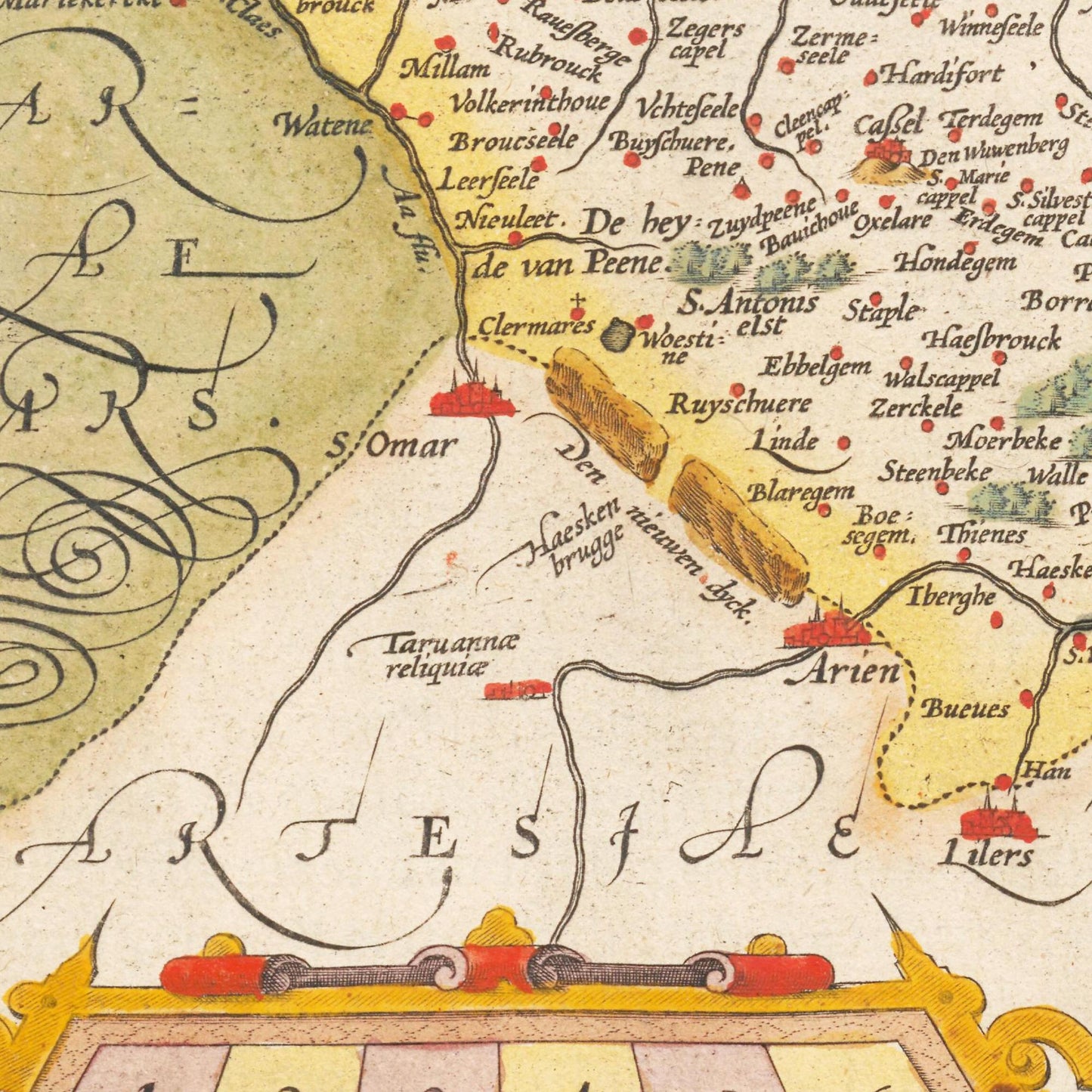 Historische Landkarte Flandern um 1609