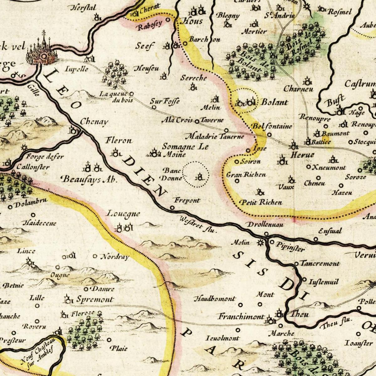 Historische Landkarte Limburg um 1647