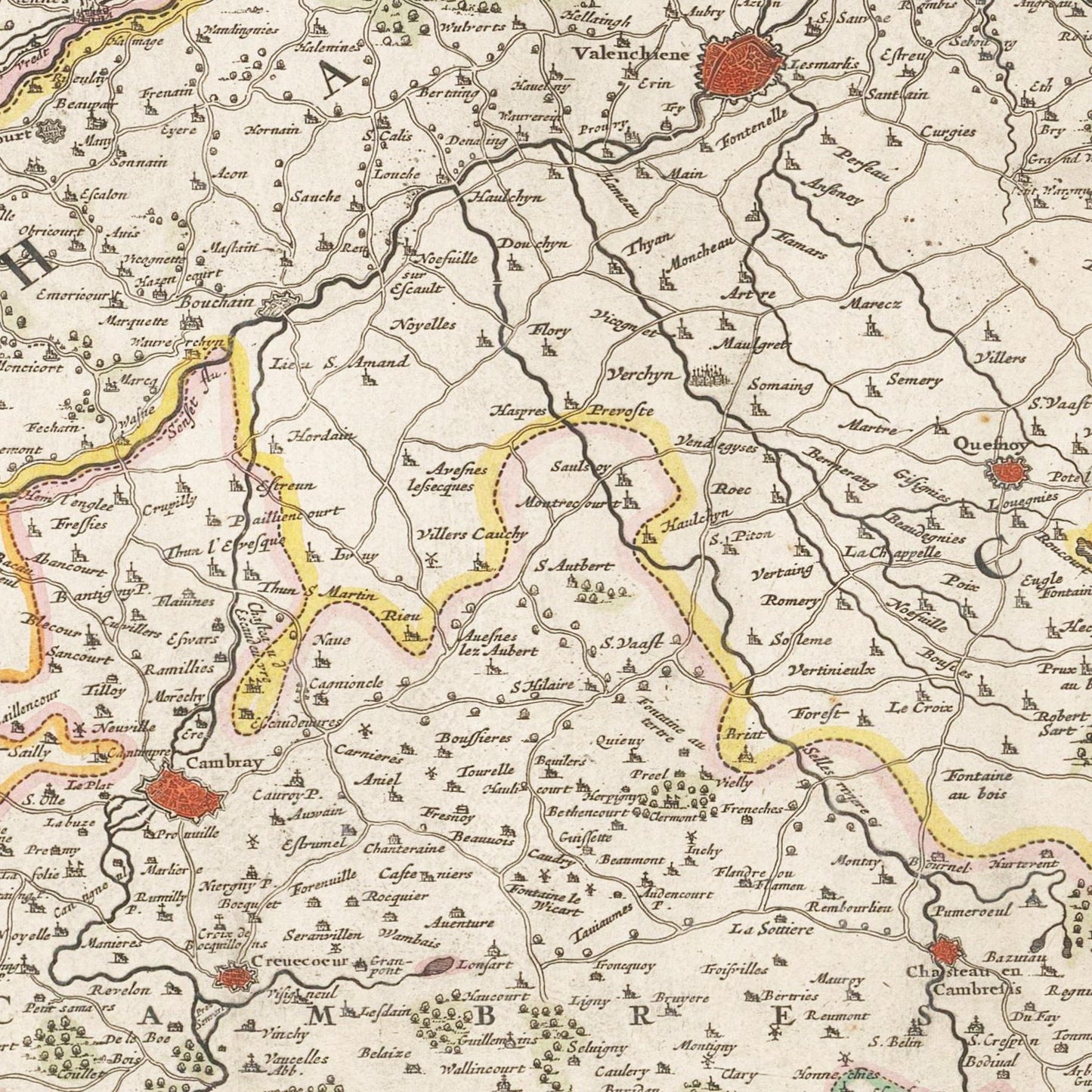 Historische Landkarte Hennegau um 1670