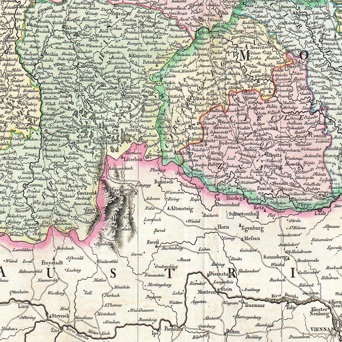 Historische Landkarte Tschechien um 1800