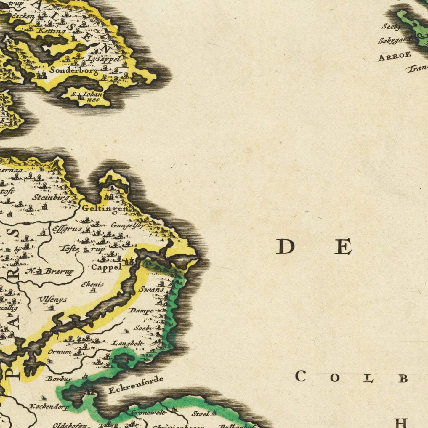 Historische Landkarte Dänische Inseln um 1688