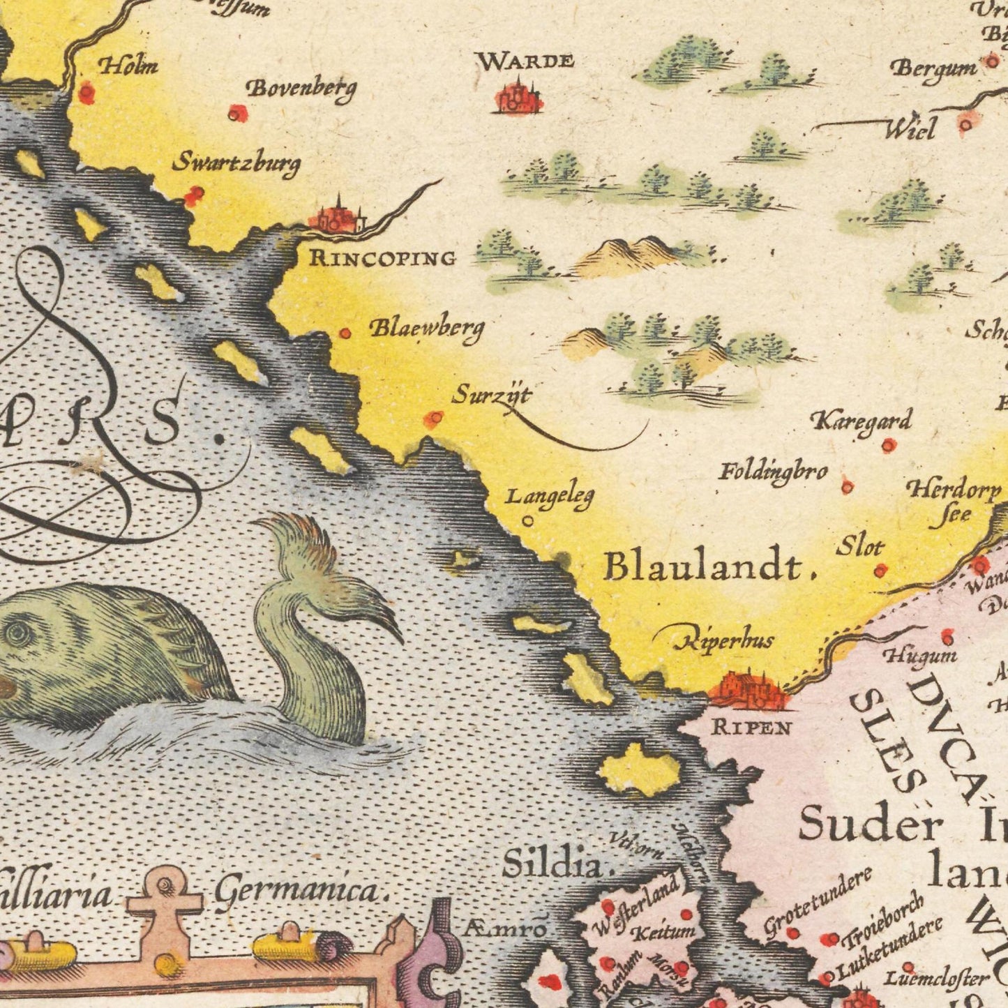 Historische Landkarte Jutland um 1609