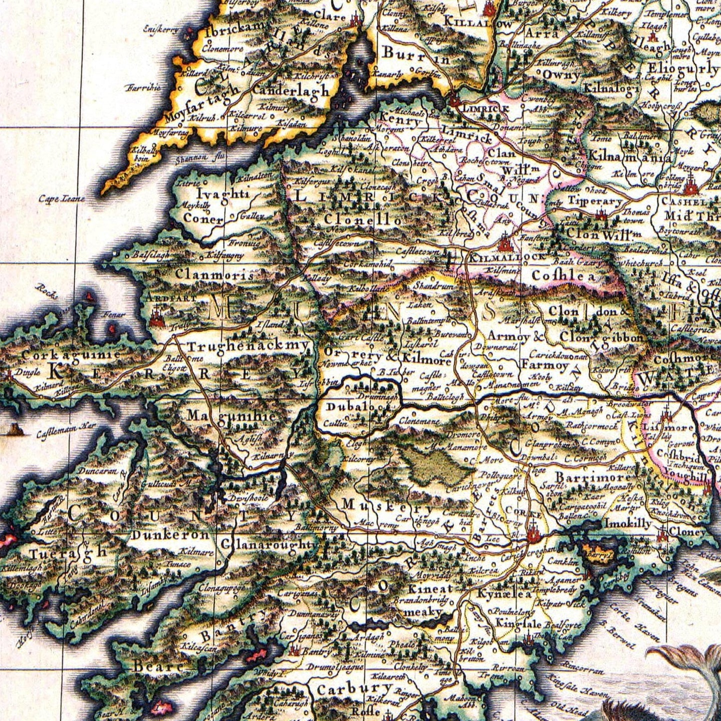 Historische Landkarte Irland um 1646