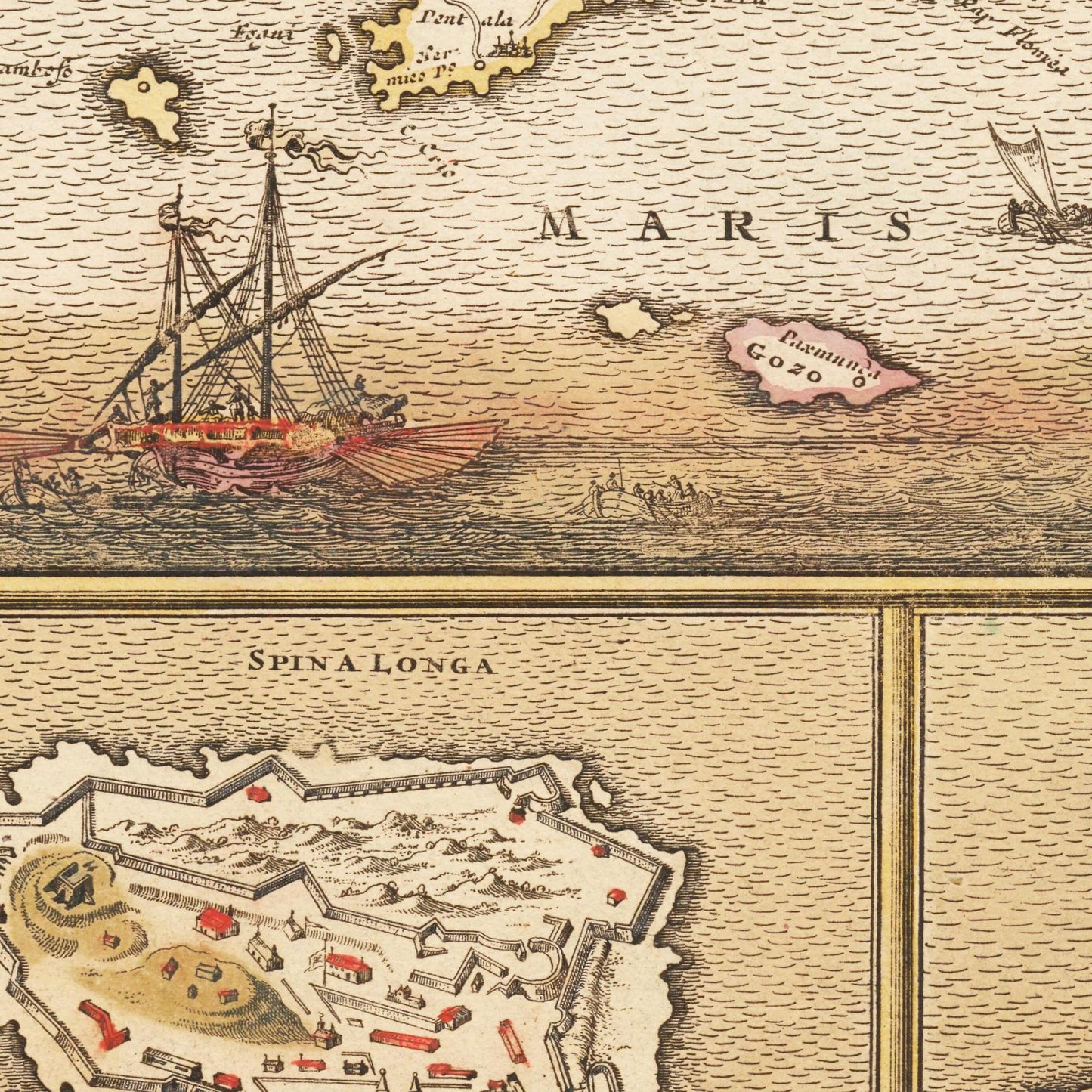 Historische Landkarte Kreta um 1698