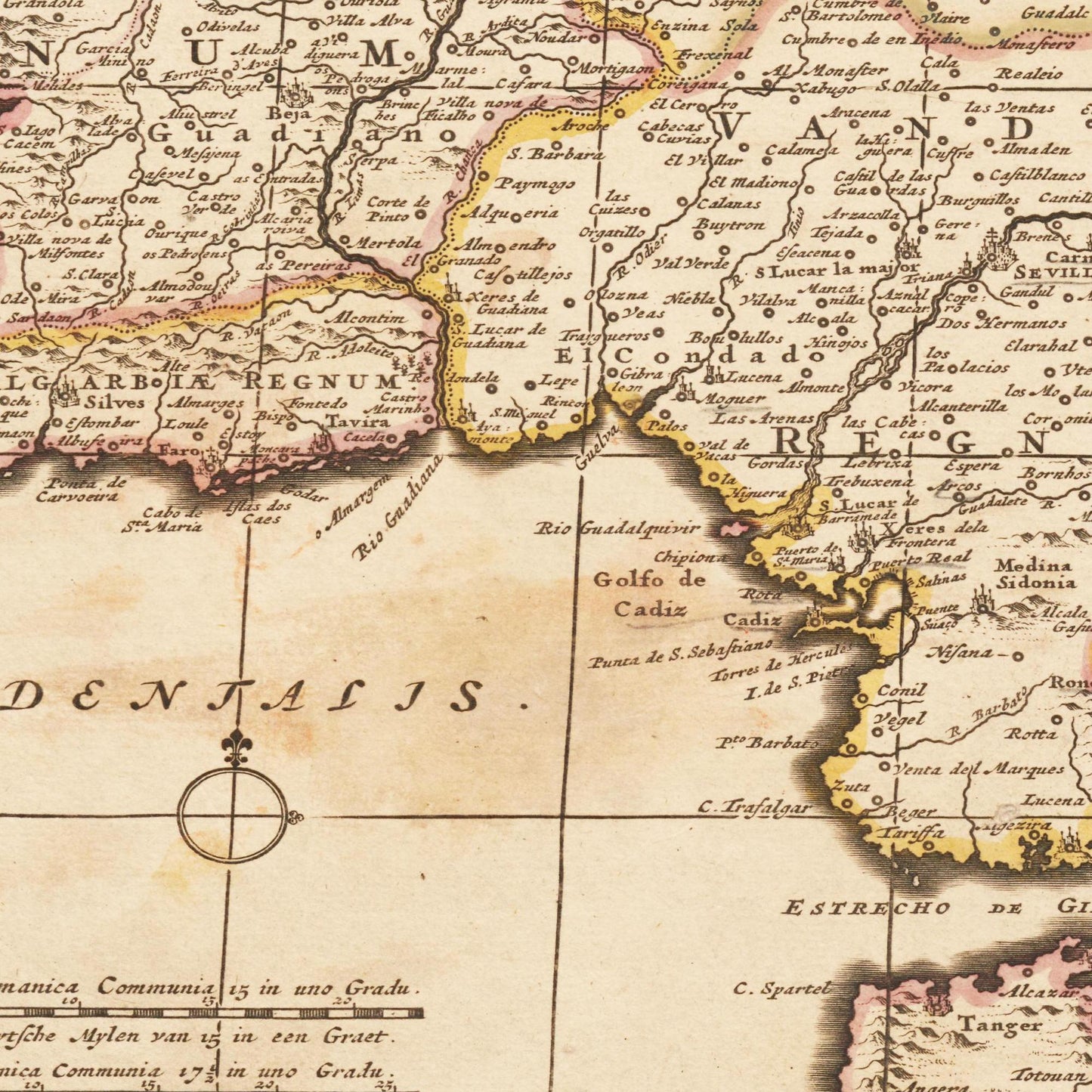 Historische Landkarte Spanien um 1698