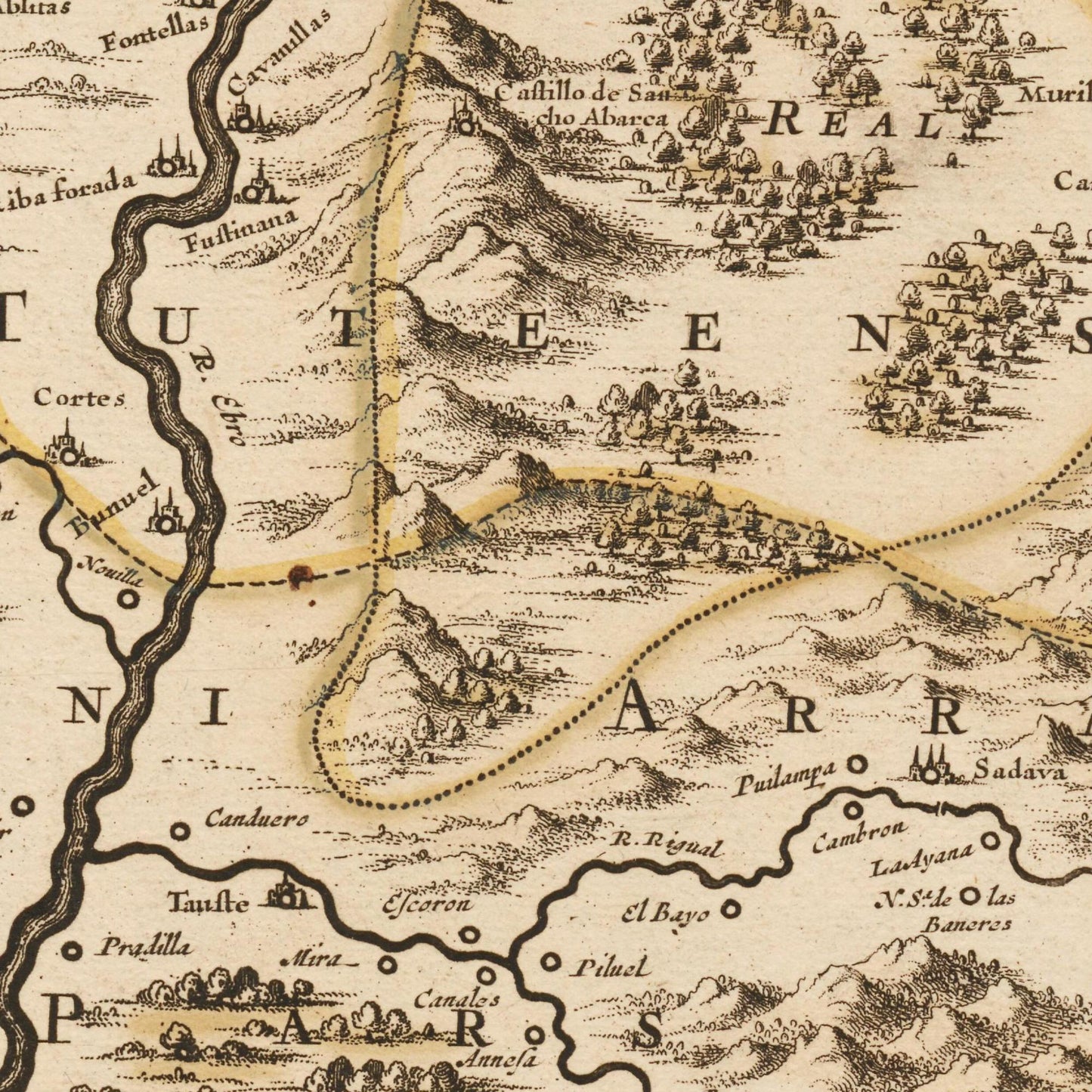 Historische Landkarte Navarra um 1698