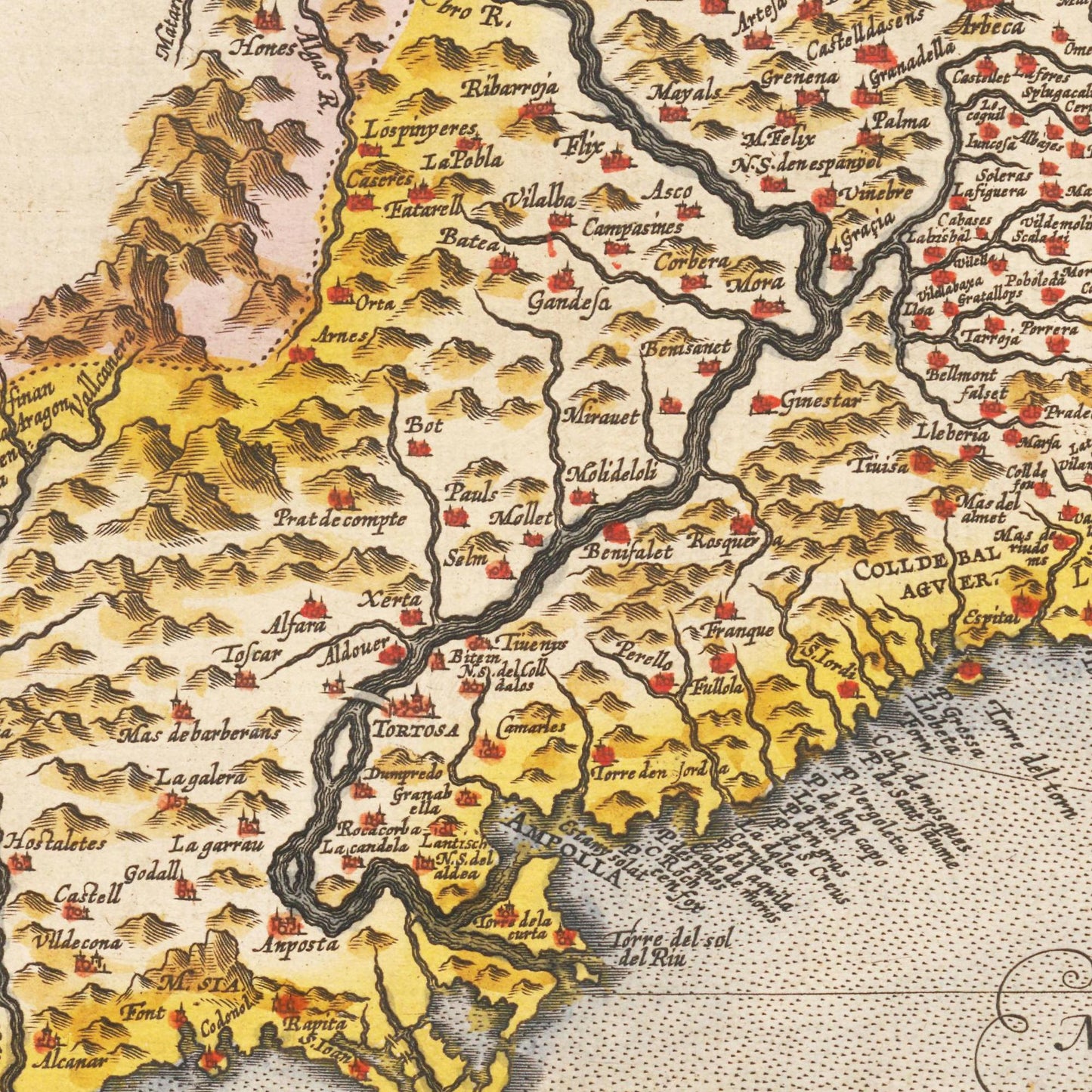 Historische Landkarte Katalonien um 1609