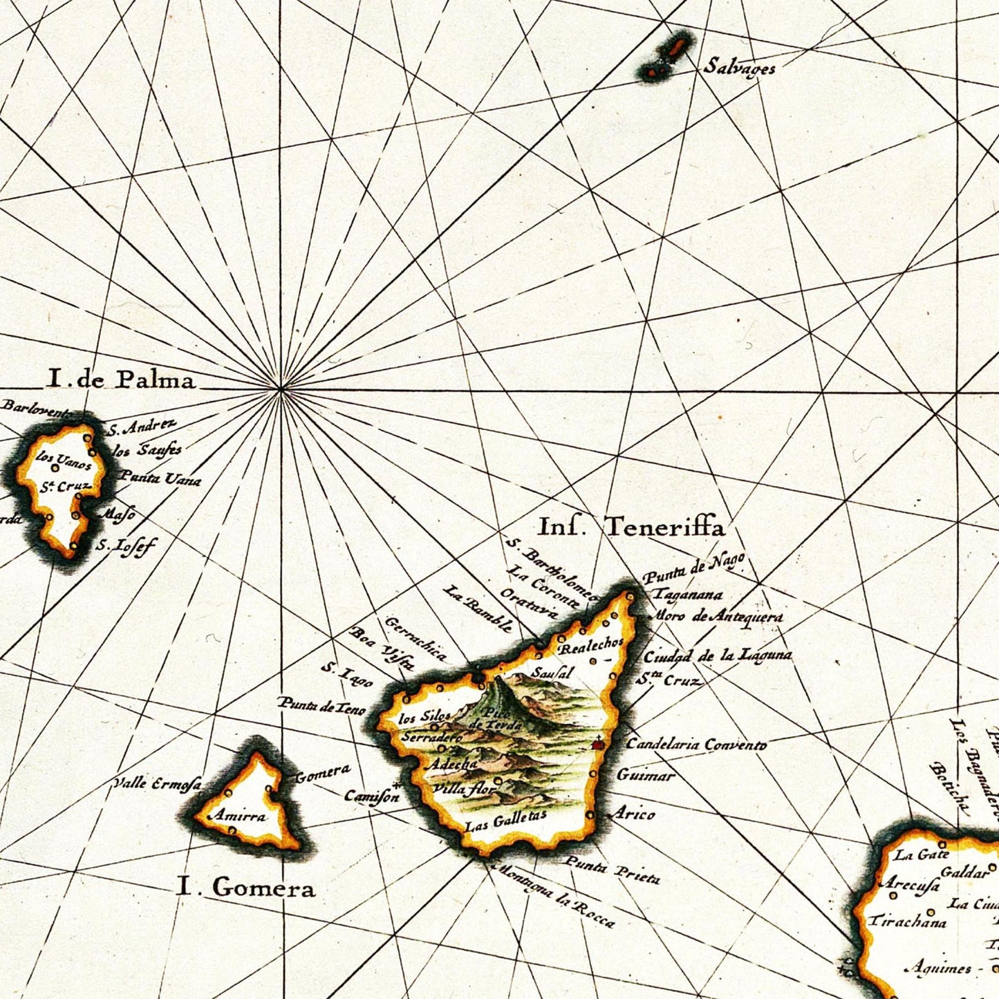 Historische Landkarte Kanarische Inseln um 1690
