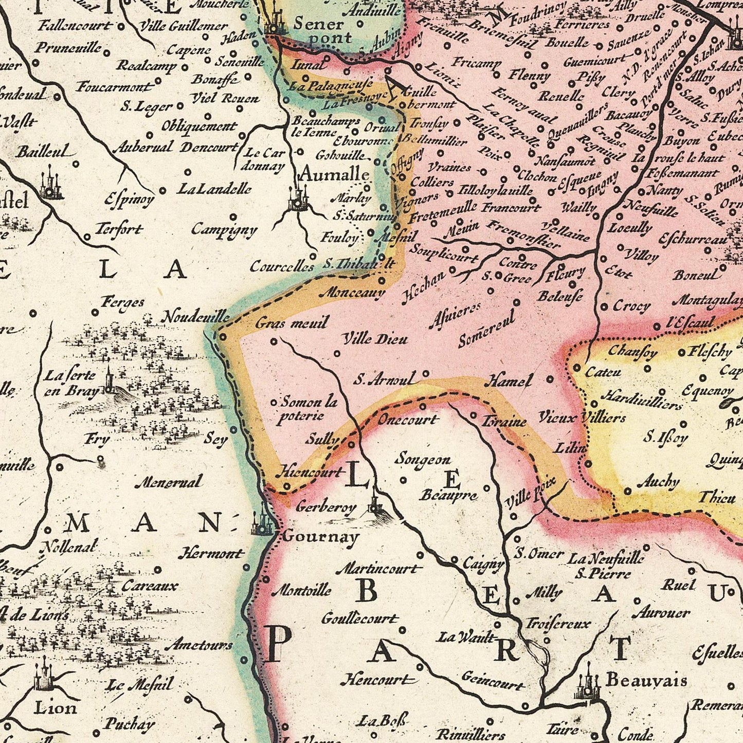 Historische Landkarte Picardie um 1650