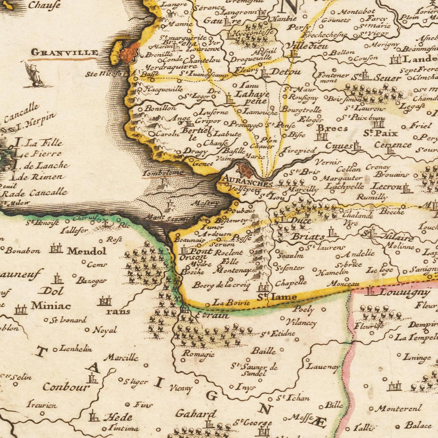 Historische Landkarte Normandie um 1698
