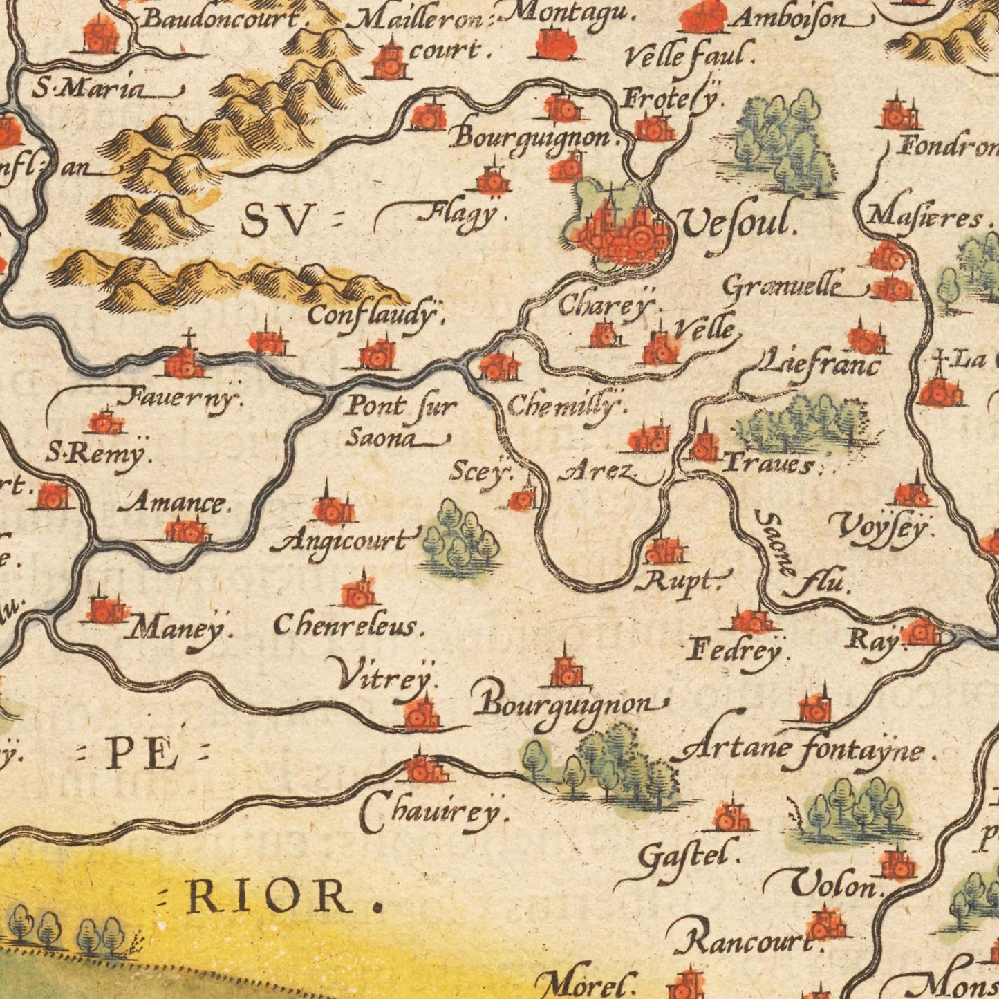 Historische Landkarte Burgund um 1609