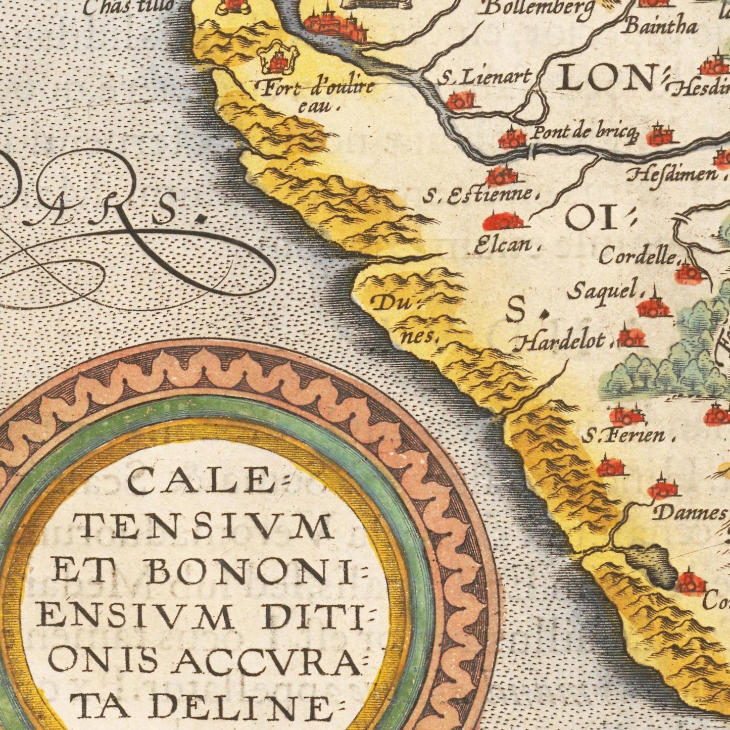 Historische Landkarte Calais um 1609
