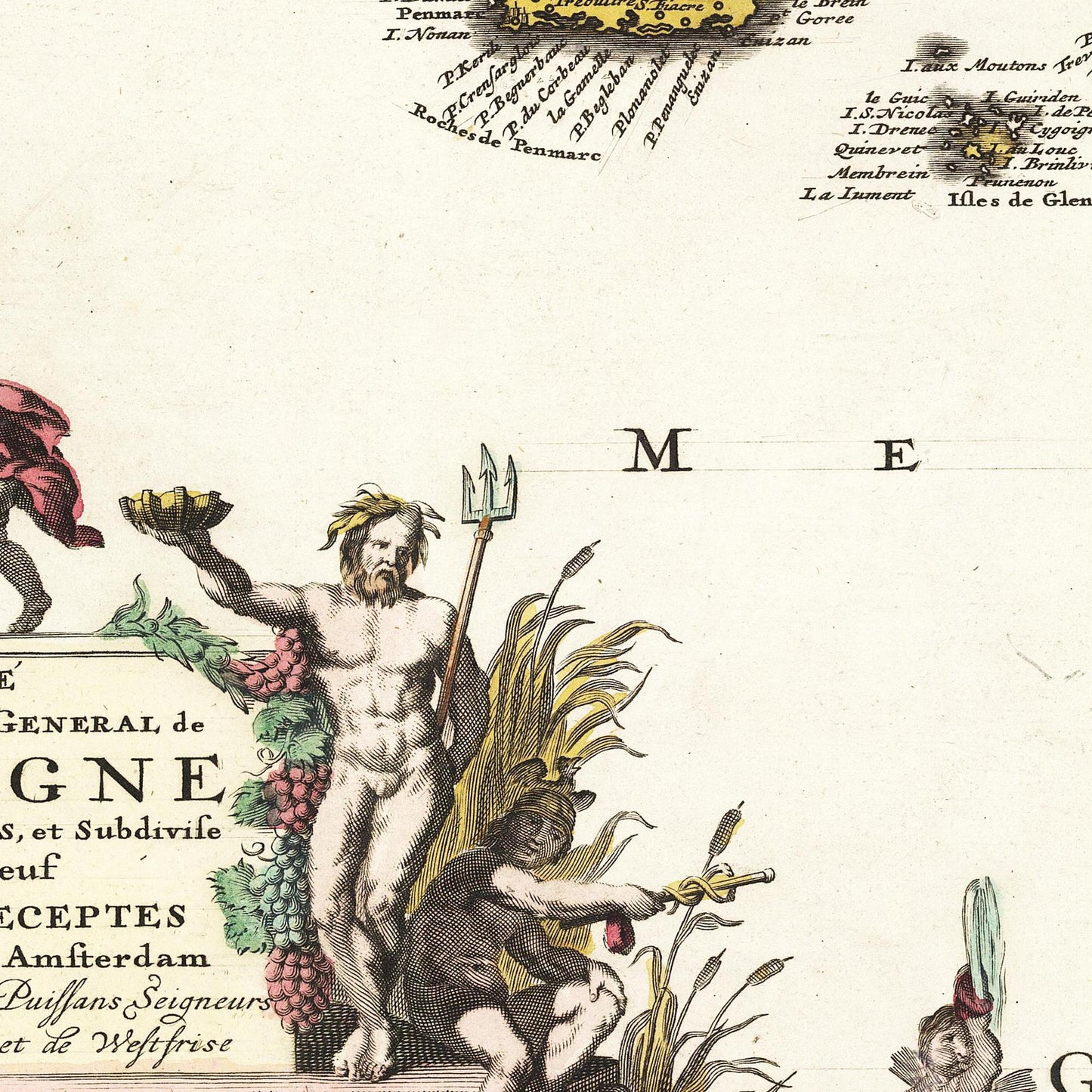 Historische Landkarte Bretagne um 1698