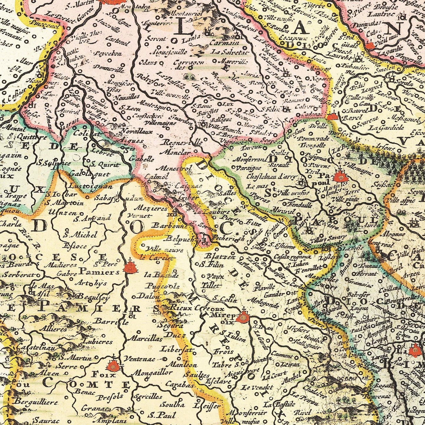 Historische Landkarte Languedoc um 1721