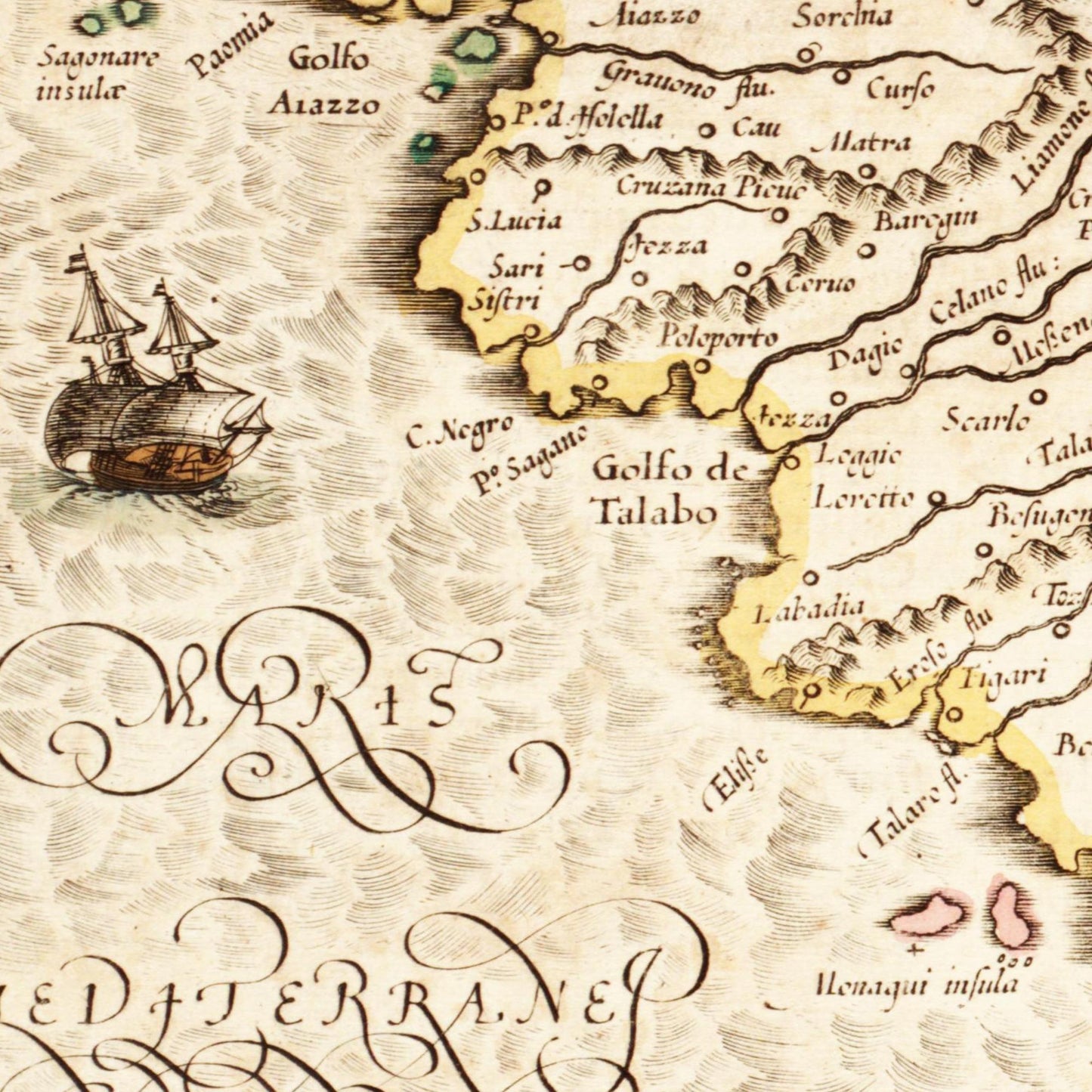 Historische Landkarte Korsika um 1650
