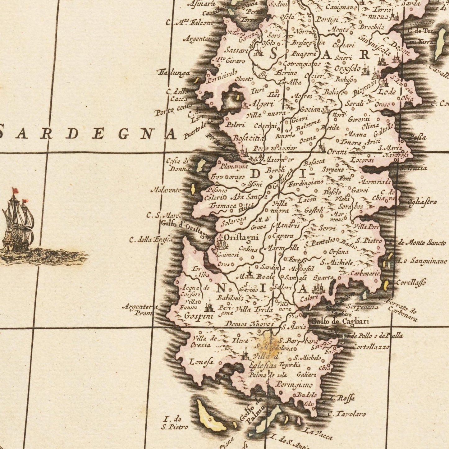Historische Landkarte Italien um 1698