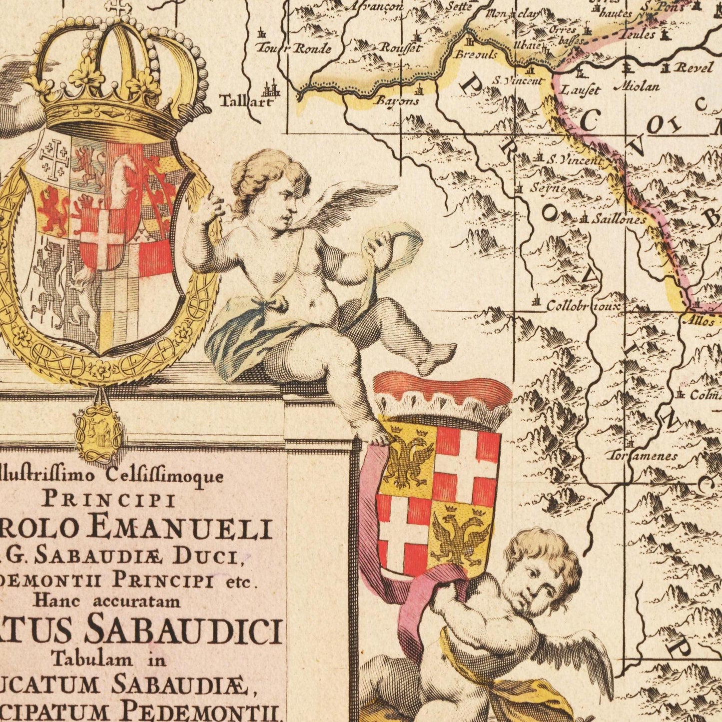 Historische Landkarte Piemont um 1698