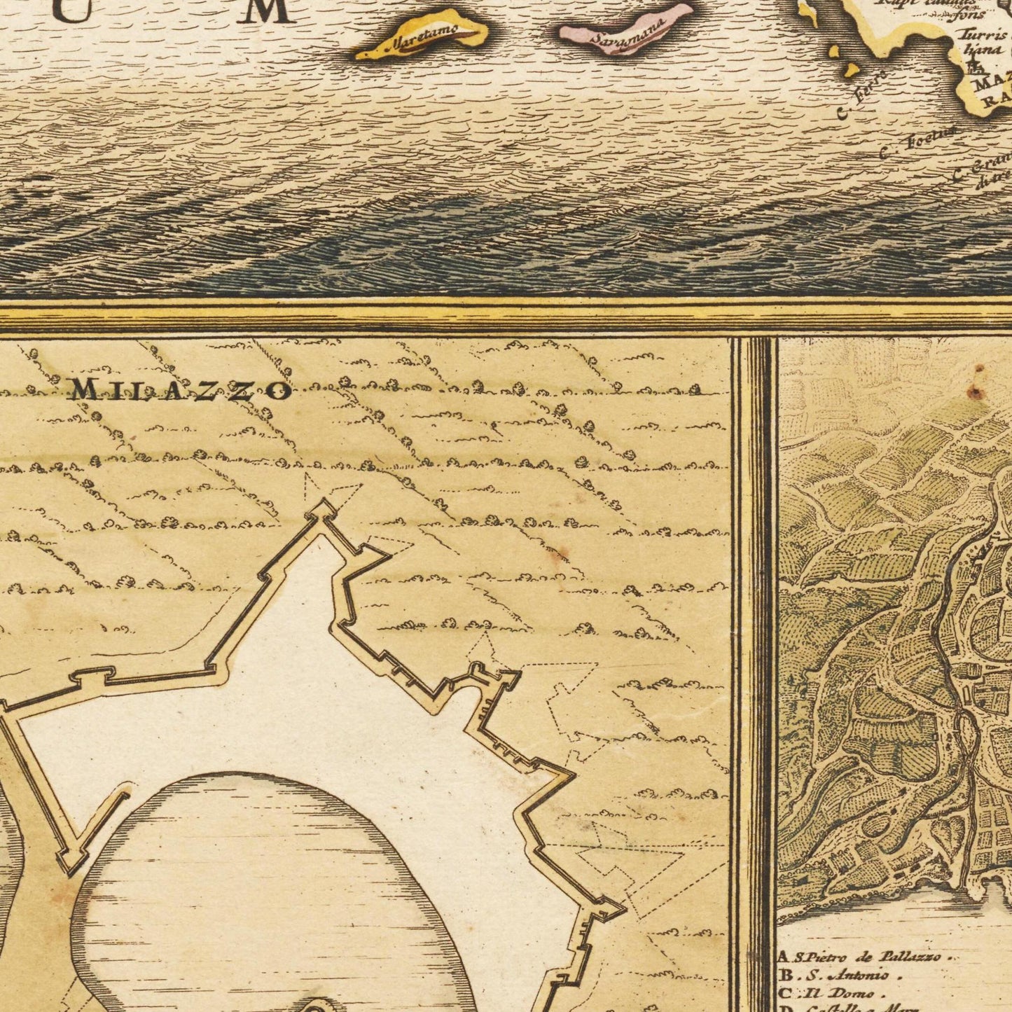 Historische Landkarte Sizilien um 1698