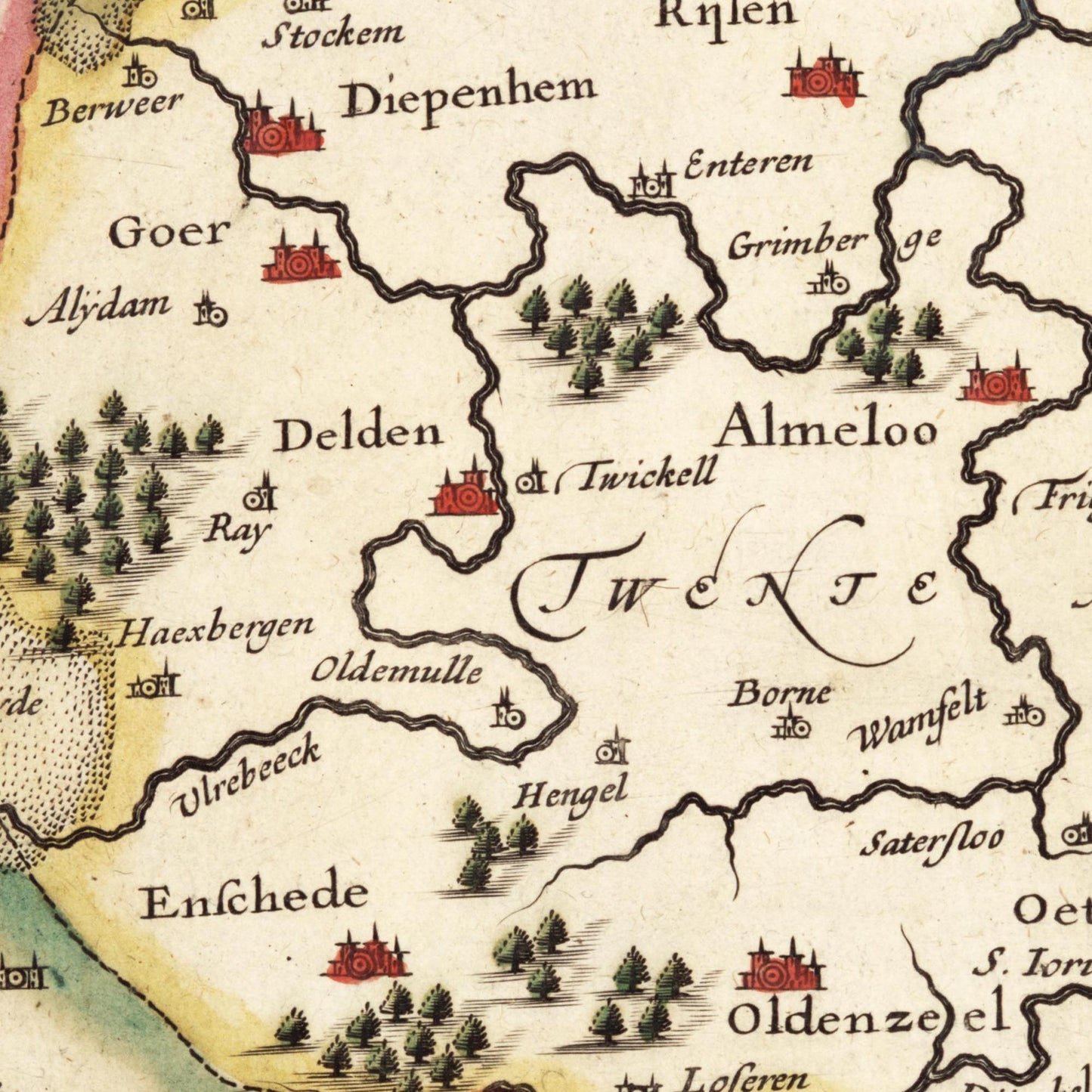 Historische Landkarte Provinz Overijssel um 1617