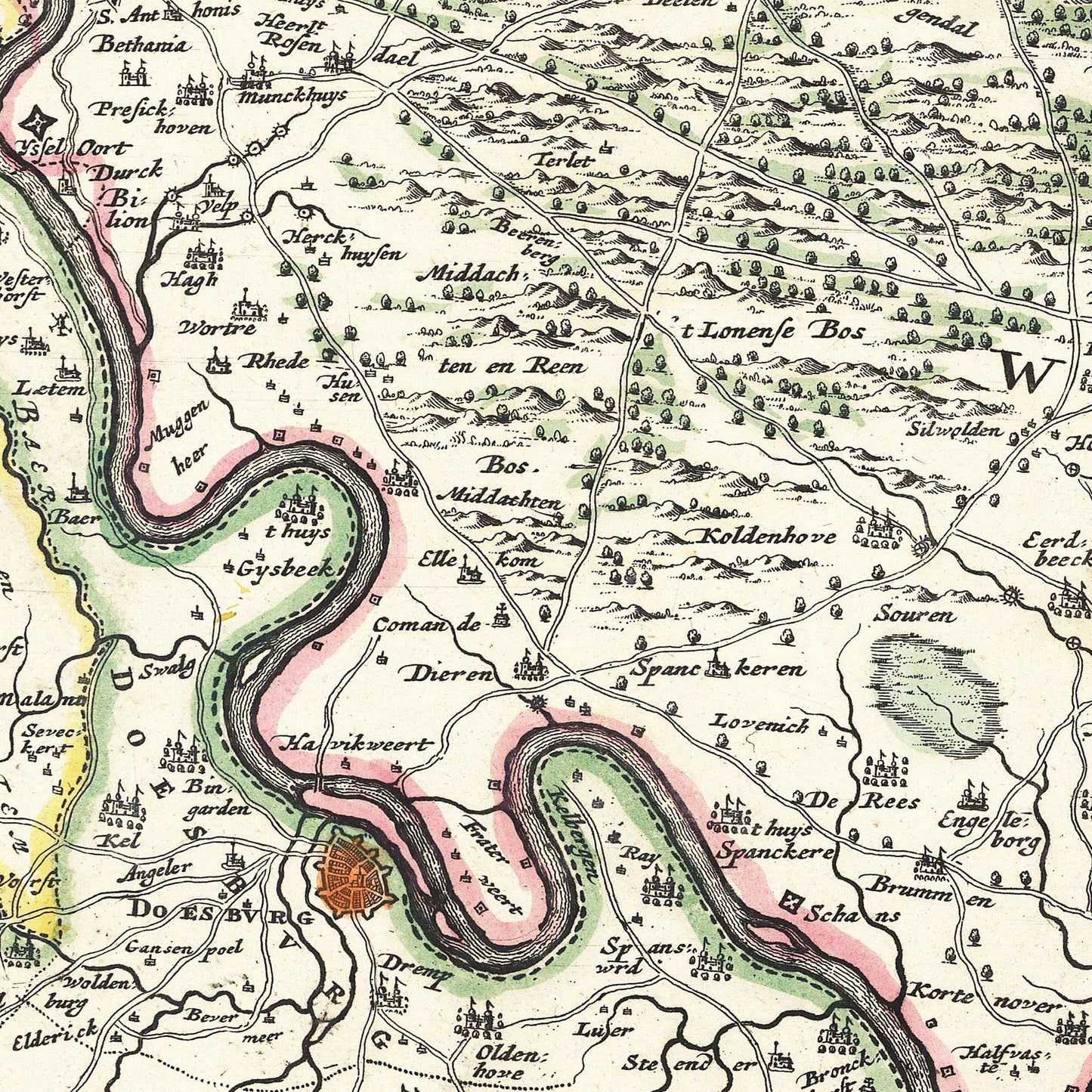 Historische Landkarte Provinz Gelderland um 1680