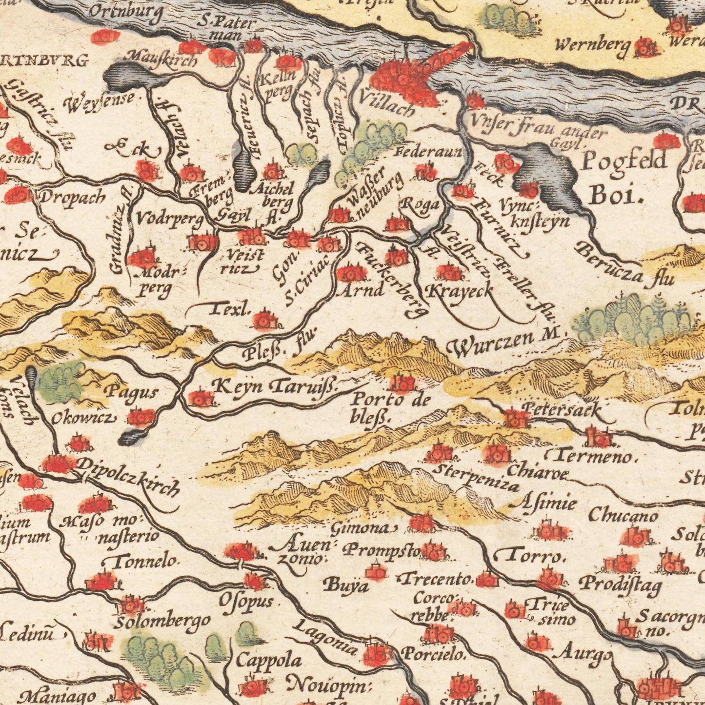 Historische Landkarte Kärnten um 1609