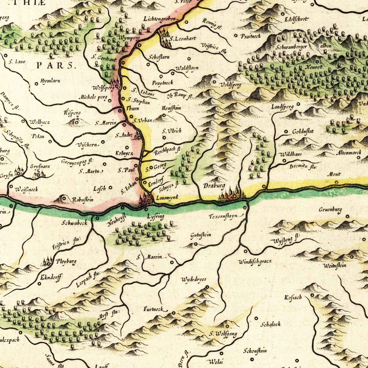 Historische Landkarte Steiermark um 1647