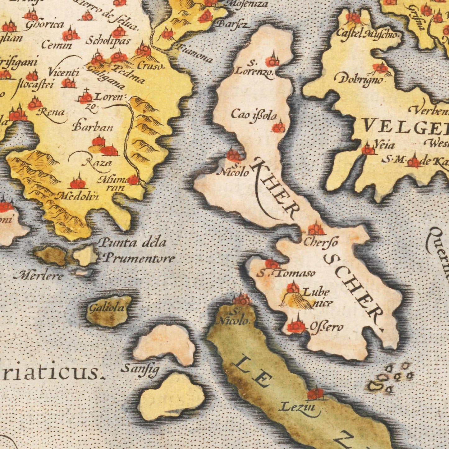 Historische Landkarte Slowenien & Kroatien um 1609
