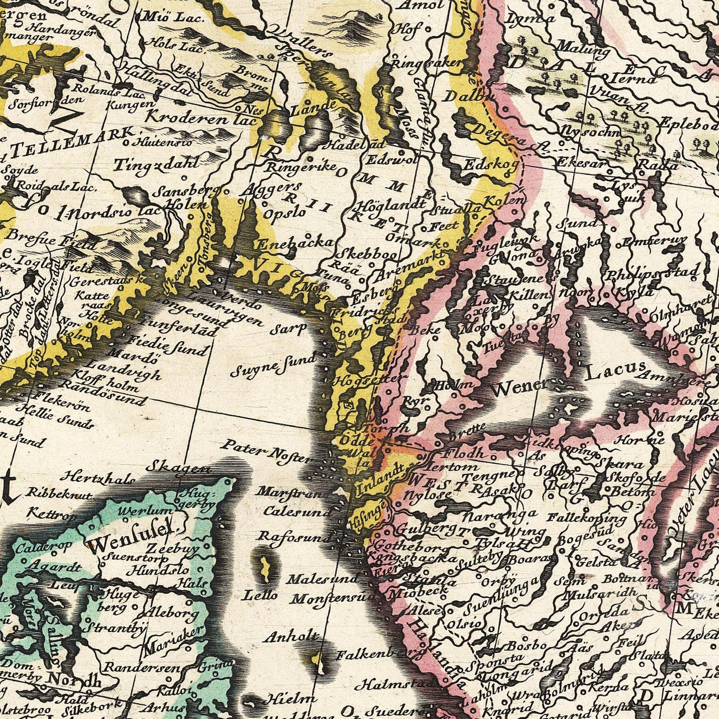 Historische Landkarte Skandinavien um 1680