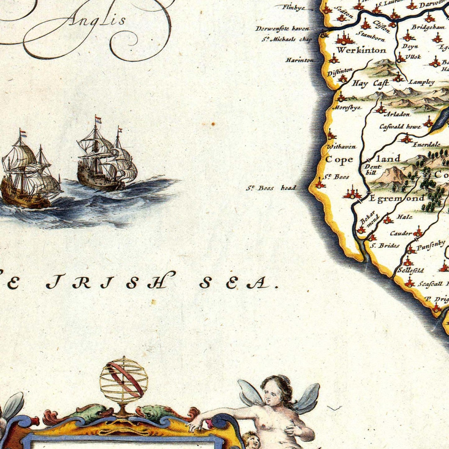 Historische Landkarte Cumbria um 1646