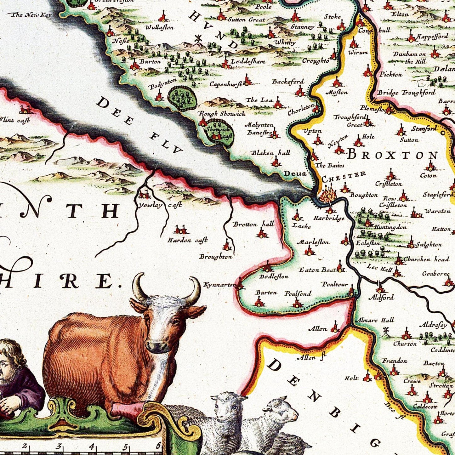 Historische Landkarte Cheshire um 1646