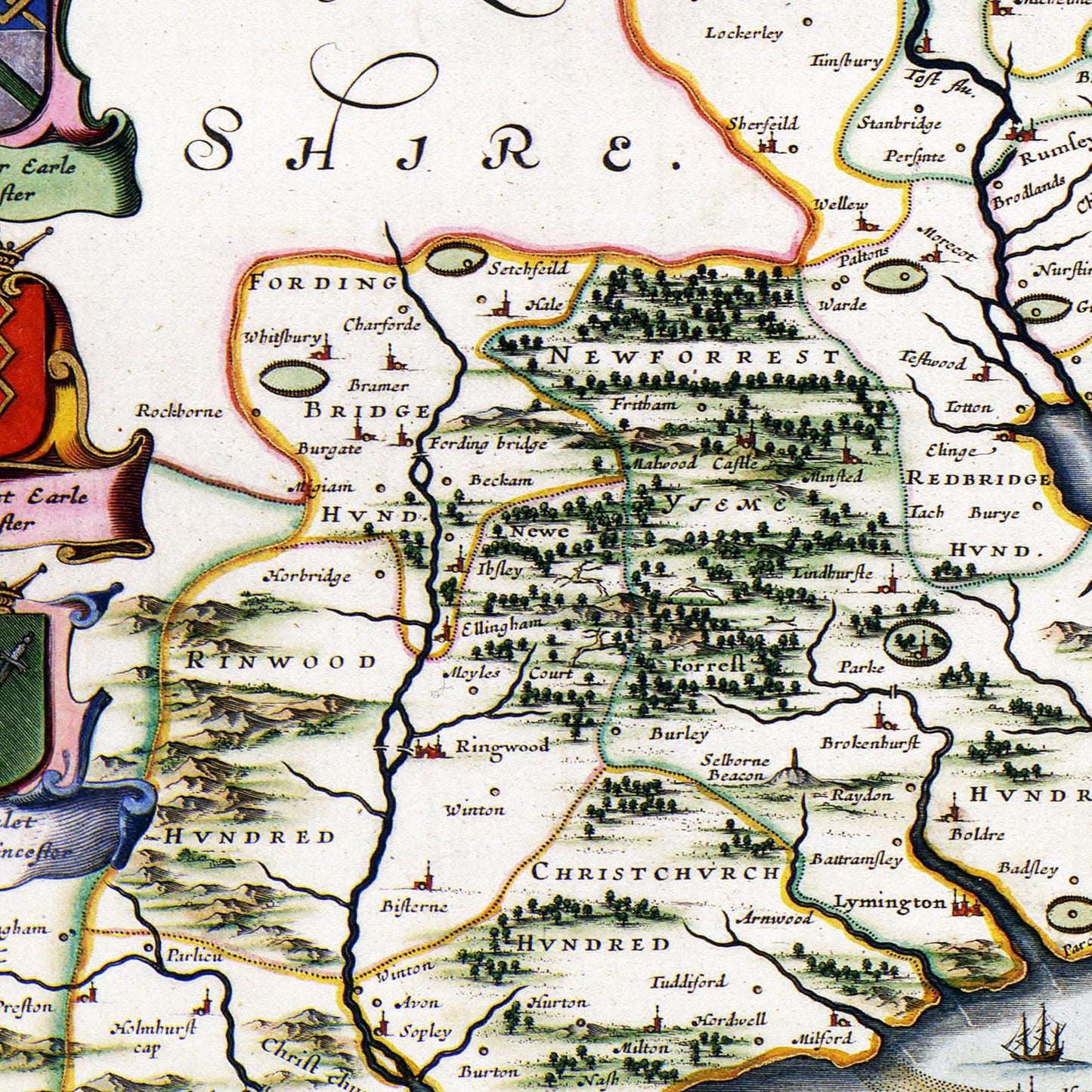 Historische Landkarte Hampshire um 1646