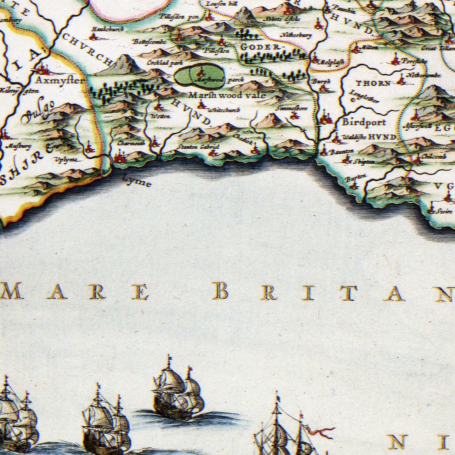 Historische Landkarte Dorset um 1646