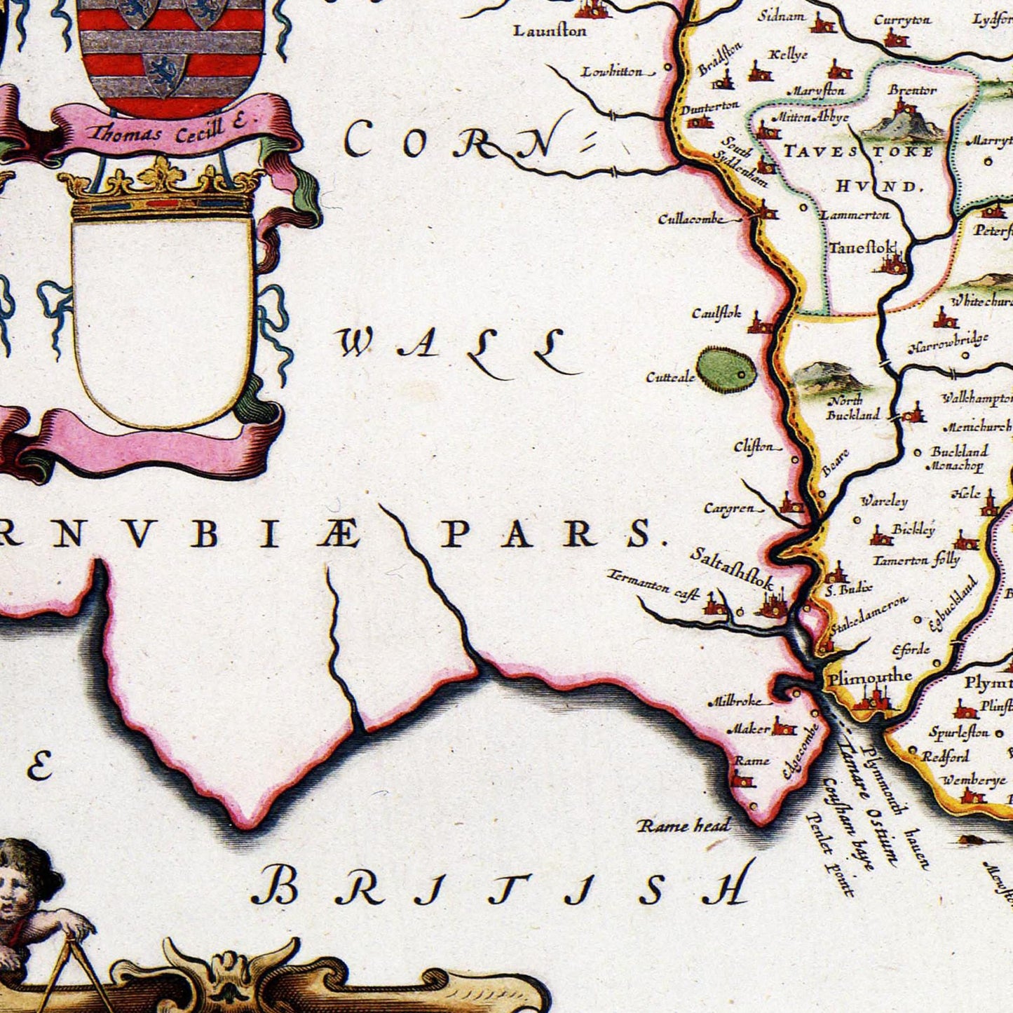 Historische Landkarte Devon um 1646