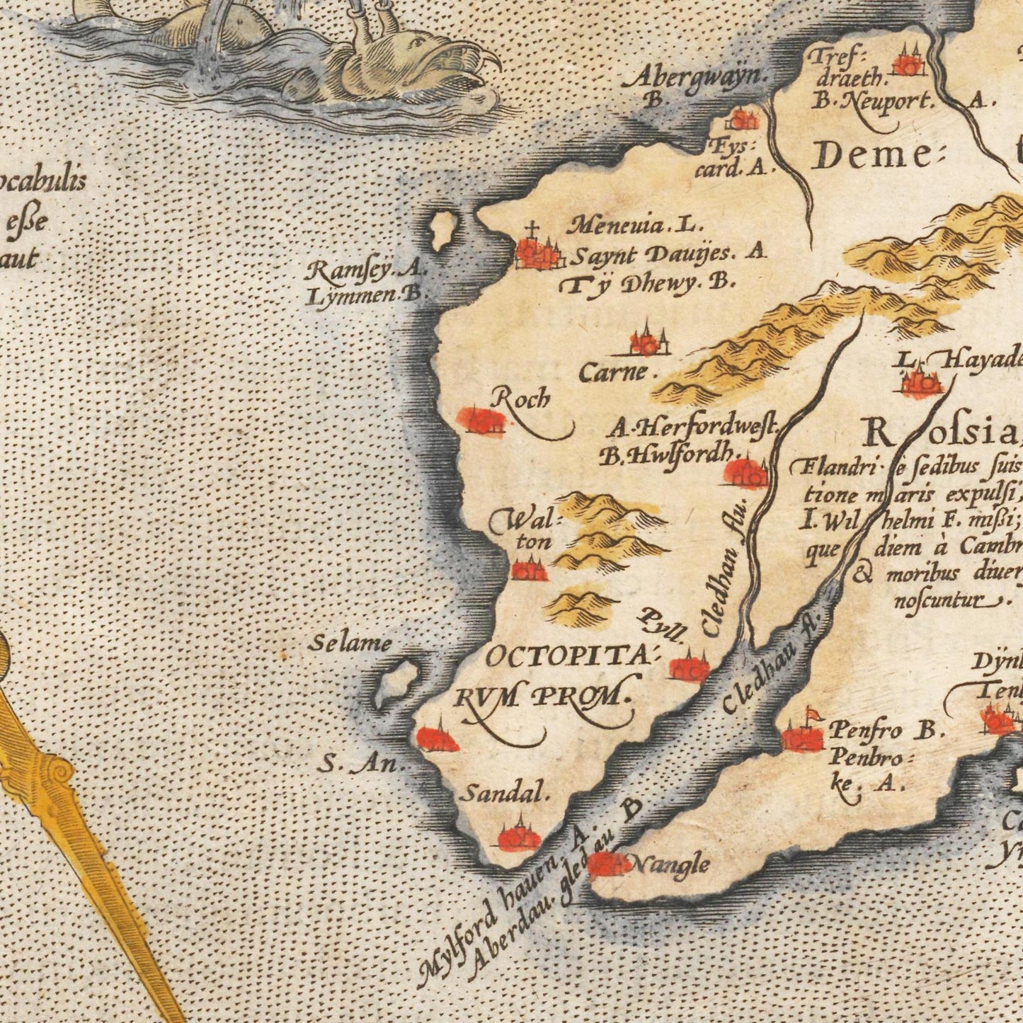 Historische Landkarte Wales um 1609