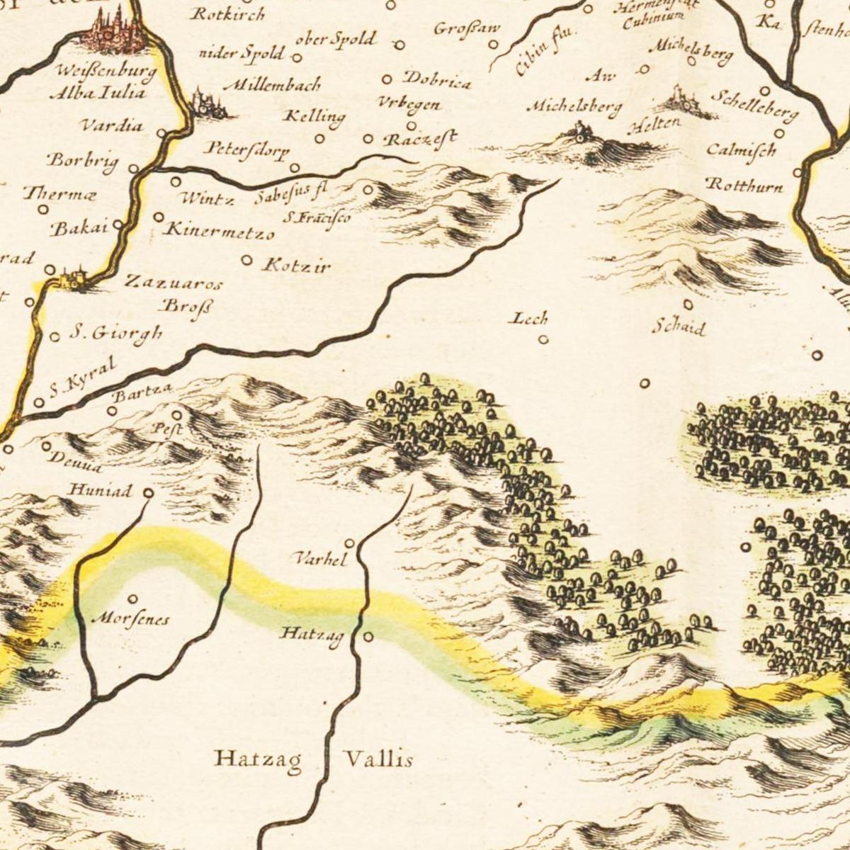 Historische Landkarte Siebenbürgen um 1635