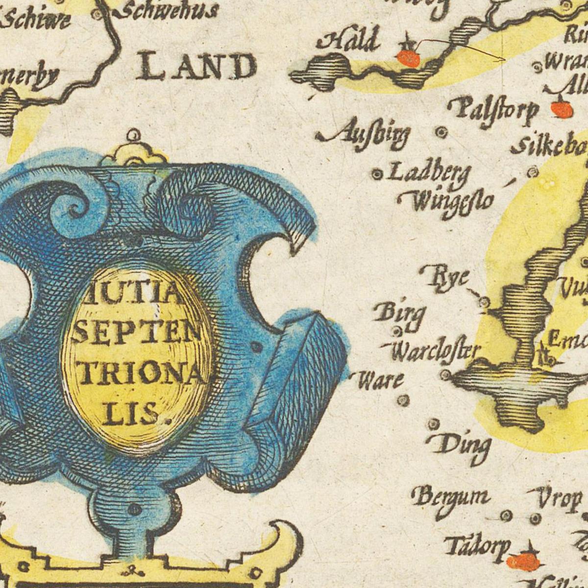 Historische Landkarte Midjutland um 1609