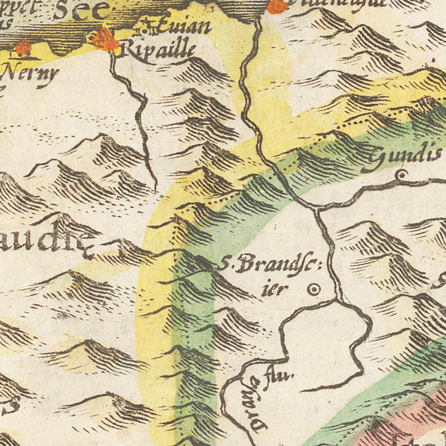 Historische Landkarte Schweiz um 1609