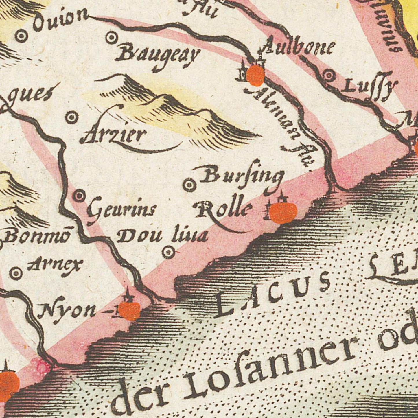 Historische Landkarte Wiflisburgergau um 1609