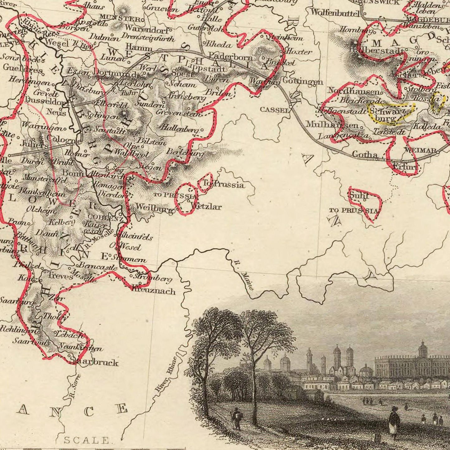 Historische Landkarte Preußen um 1850