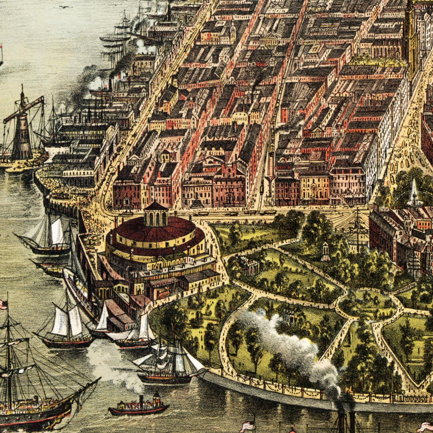 Historische Stadtansicht New York City um 1873
